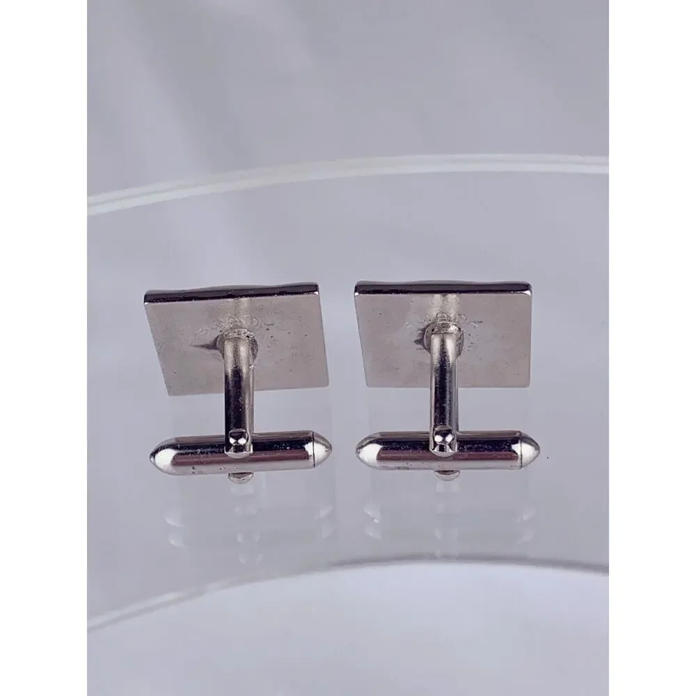 Footprints in Sand Silver Tone Cufflinks Footsteps 3 Dimensional Swank Vintage